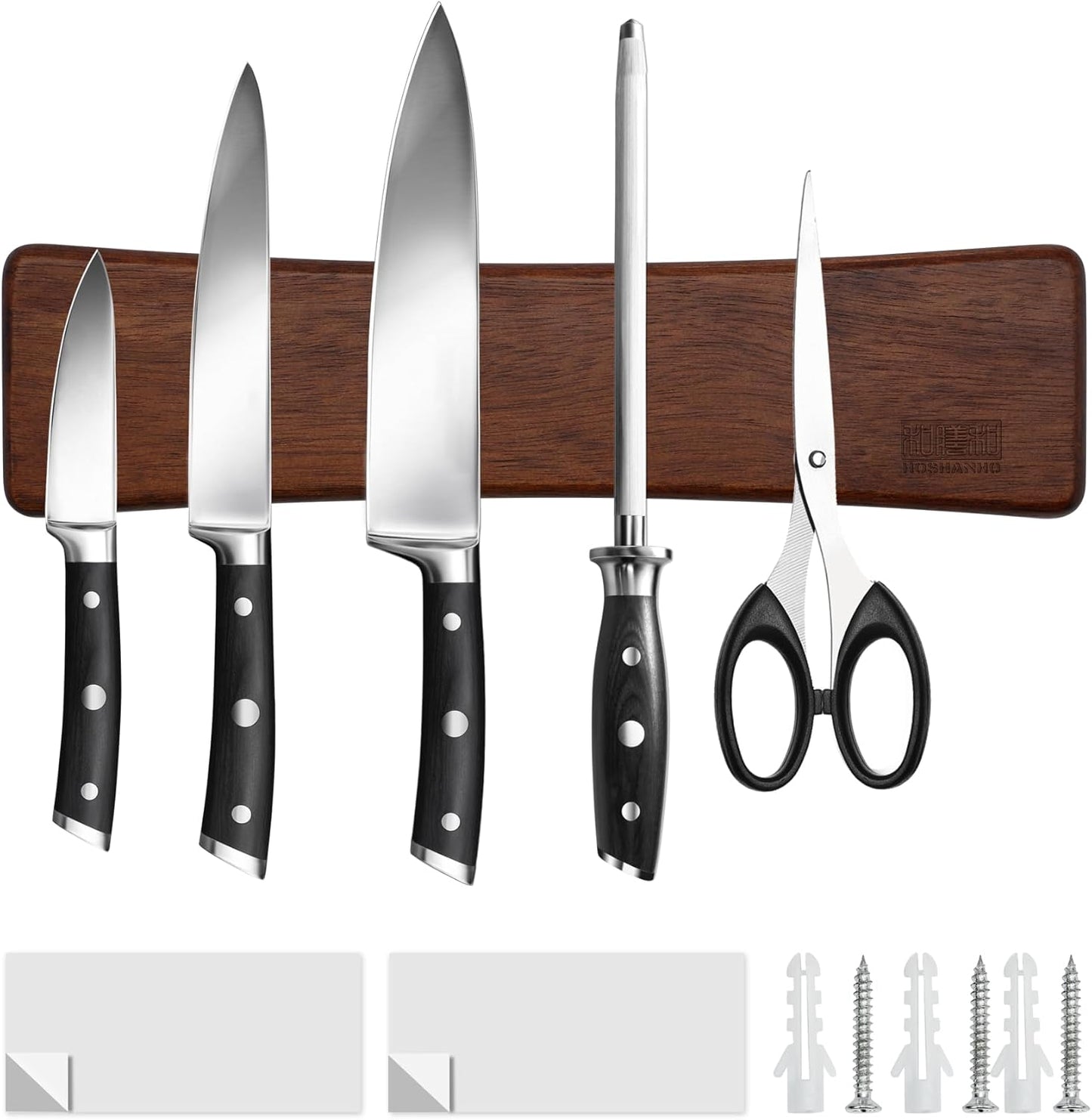 Magnetic Knife Strips, Magnetic Knife Holder for Wall 16 Inch, Acacia Wood Knife Magnetic Strip Use as Knife Bar, Knife Holder for Kitchen Utensil Organizer